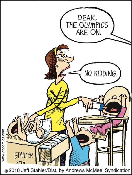 baby-juggling Miderately Confused Jeff Stahler